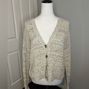 Madewell Oatmeal and Grey Button-Up Cardigan